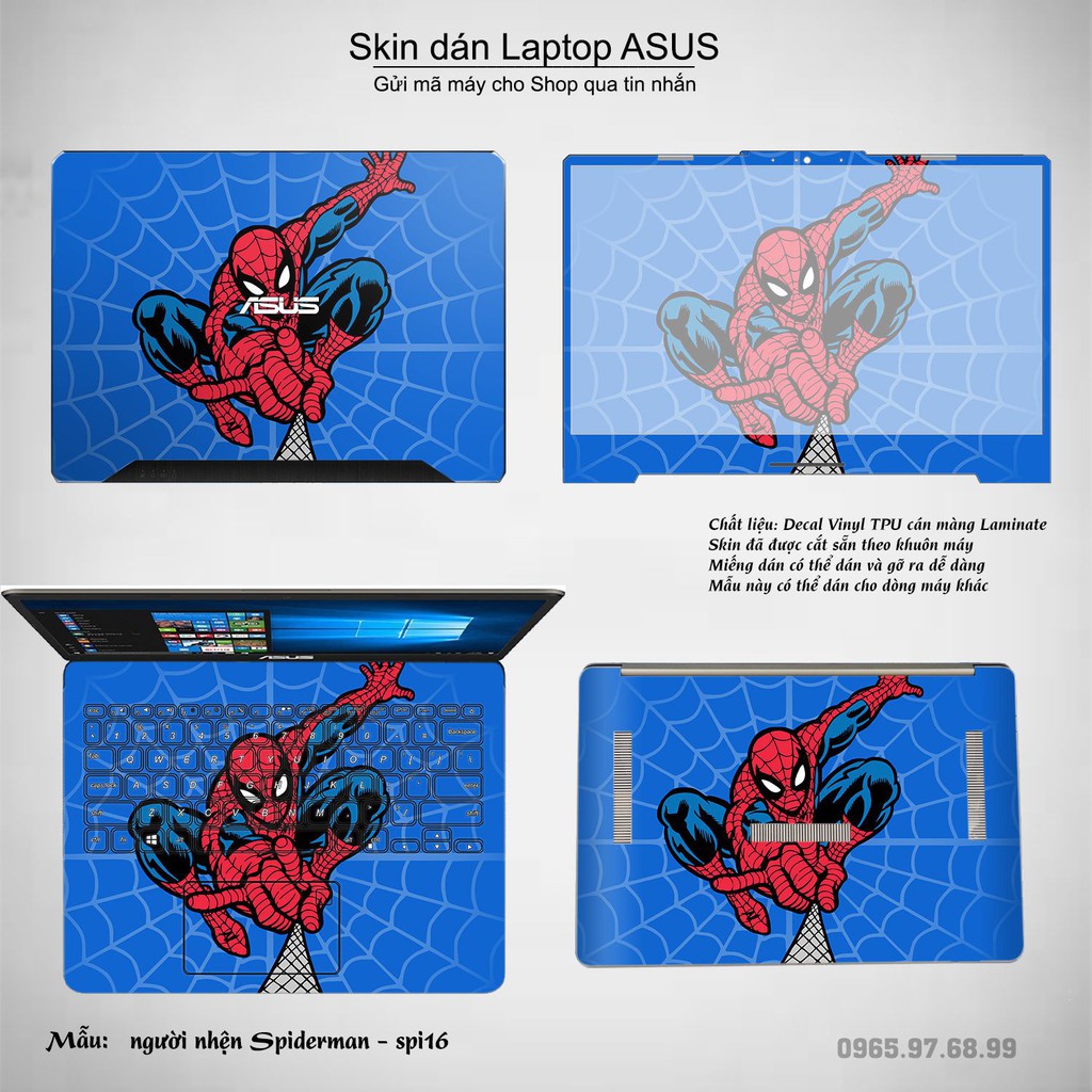 Skin dán Laptop Asus in hình người nhện Spiderman (inbox mã máy cho Shop)