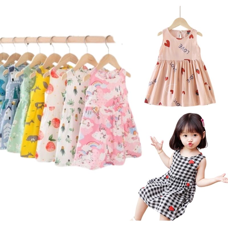 Váy đầm bé gái chất lụa đũi thoáng mát thấm hút tốt không nhăn nhiều màu xinh xắn hàng Quảng Châu JIMADO S1901