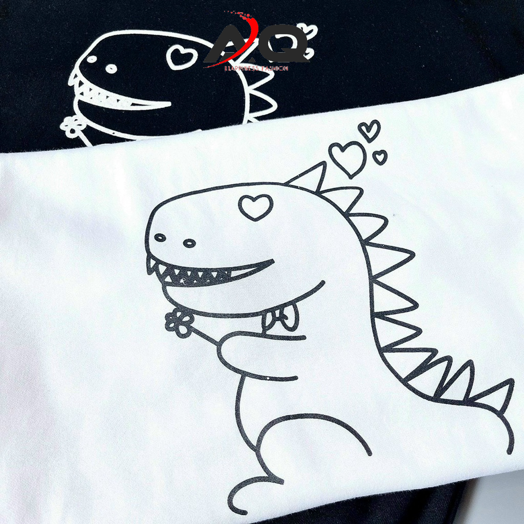 Áo sweater tay phồng in bé khủng long áo nỉ thun Nam Nứ Tay Lỡ cực chất phong cách Unisex - QSTORE