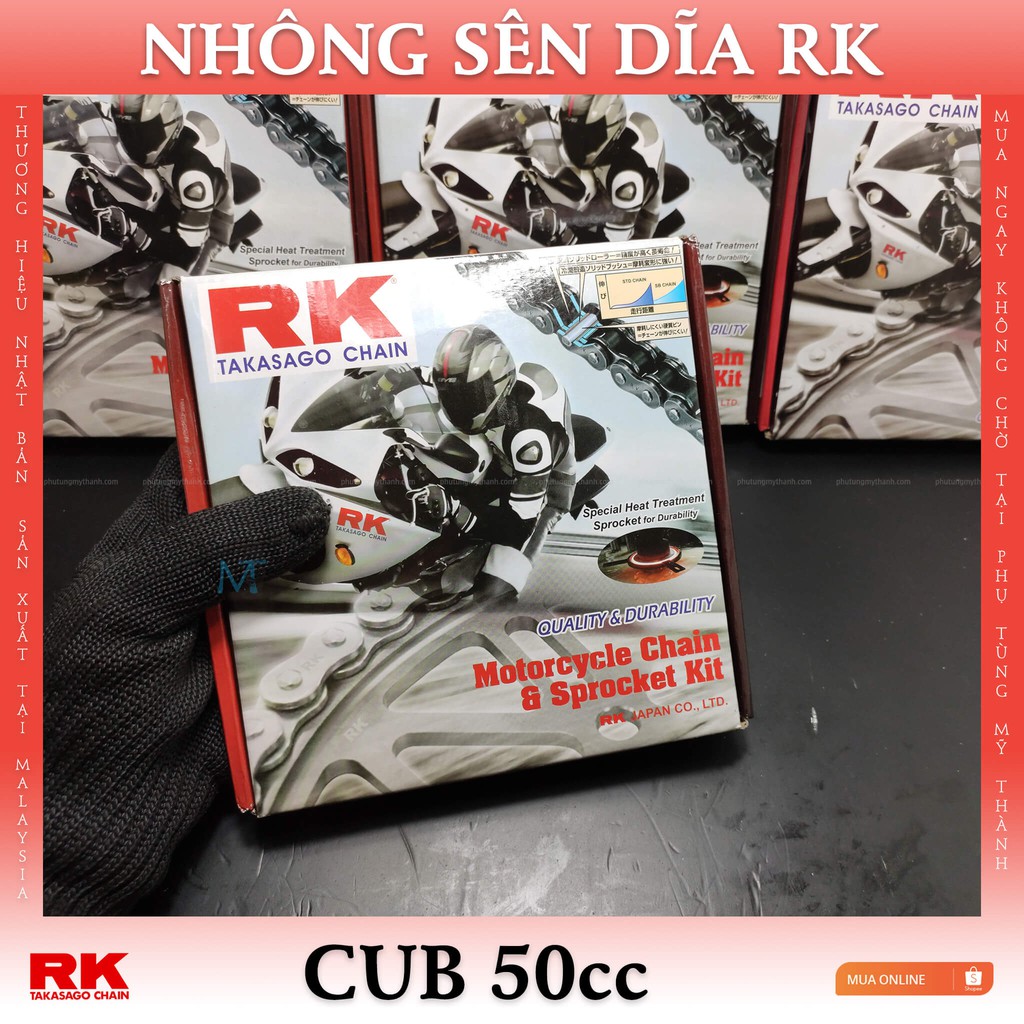 Nhông sên dĩa RK xe cub 50cc thương hiệu Nhật Bản