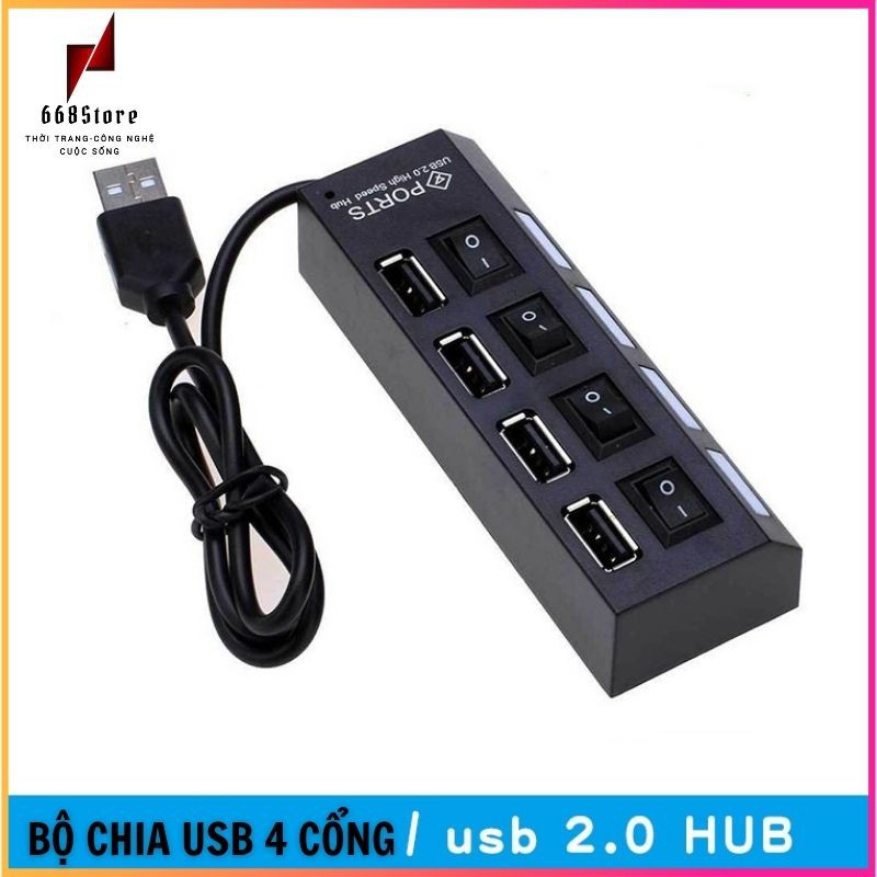 Bộ chia USB 4 cổng có công tắc USB 2.0 4 Port Super Hub, Hub chia cổng USB thành 4 cổng