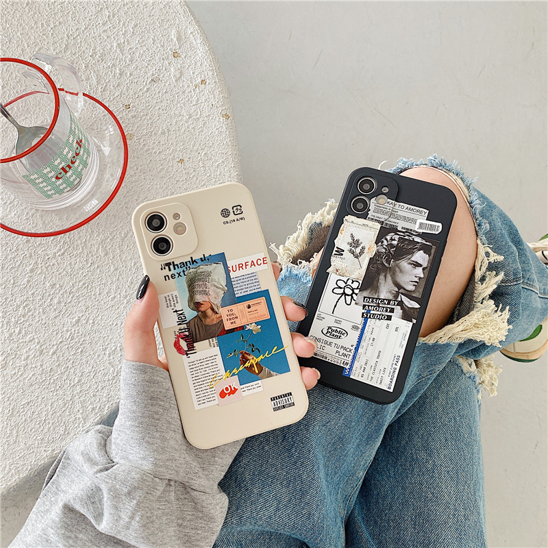 Mờ / Matte Ốp Điện Thoại Mềm Nhám Họa Tiết Mảnh Ghép Cho iPhone 14 Pro Max 13 12 Pro Max iP11 X XR 6 7 8