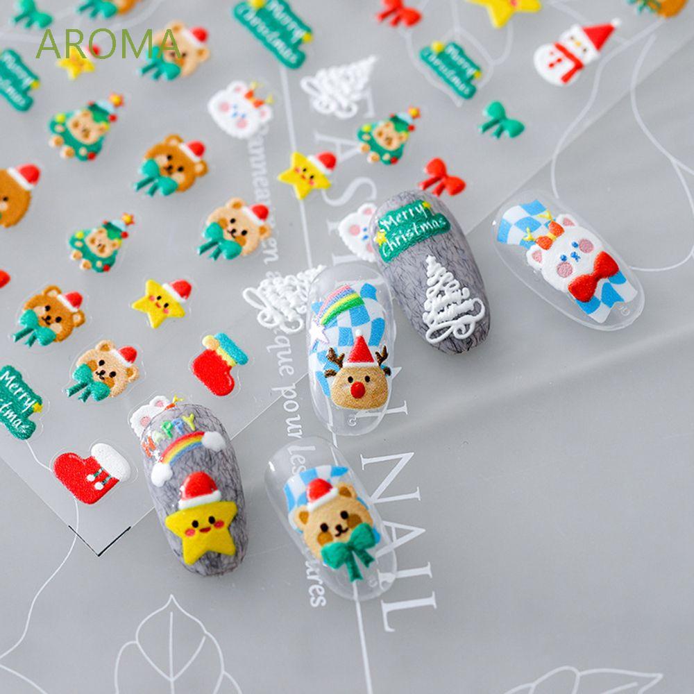 [Hàng mới về] Miếng dán trang trí móng tay 5d diy họa tiết giáng sinh sáng tạo
