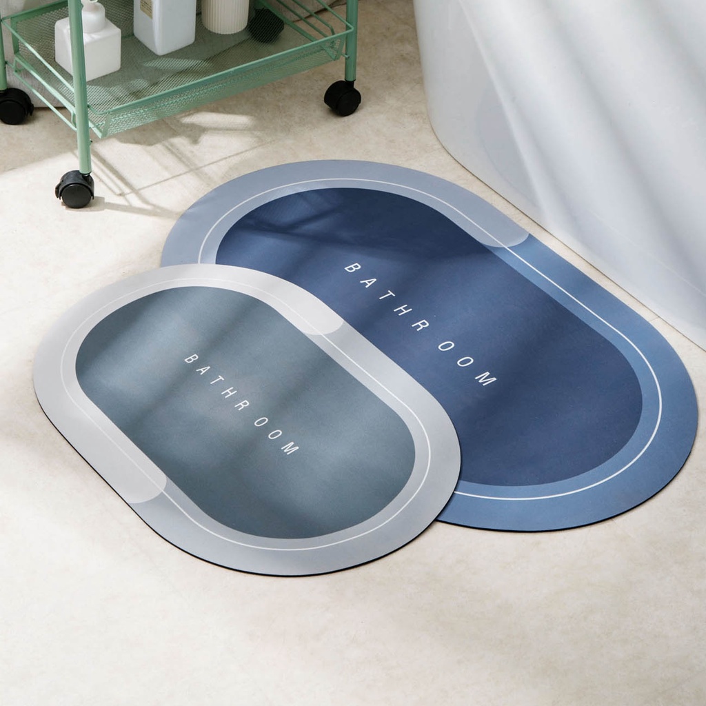 Thảm chùi chân JUJIAJIA mềm mại hình oval thấm hút nước nhanh khô chống trượt cho nhà