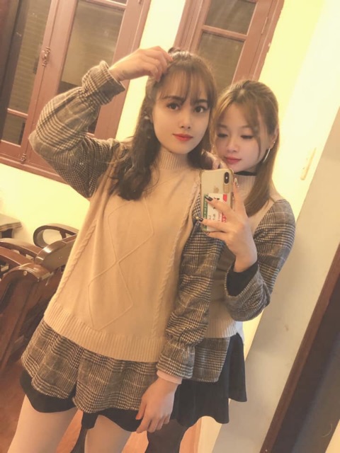 Áo bầu len tay kẻ dạ ( kèm ảnh thật )