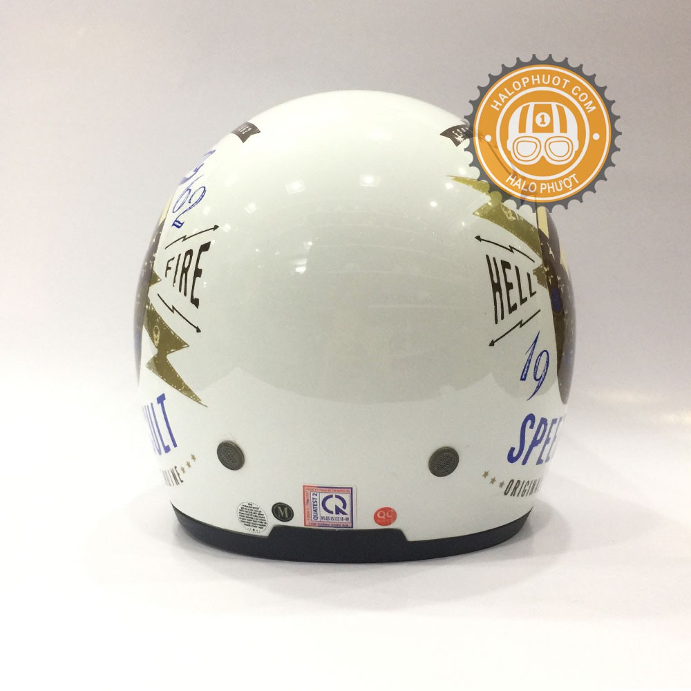 Nón bảo hiểm 3/4 kính âm Royal M139 Trắng tem V9 (tặng balo rút)