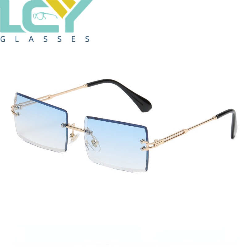 Lcyy Kính Râm Thời Trang Đường Phố ins Gọng Vuông Không Gọng Màu gradient Phong Cách Âu Mỹ Mới (Hàng Có Sẵn)