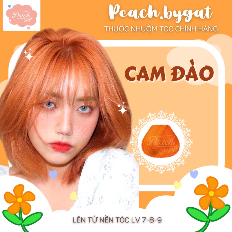 Thuốc nhuộm tóc CAM ĐÀO- ORANGE PEACH cần dùng thuốc tẩy tóc của Peach.bygat