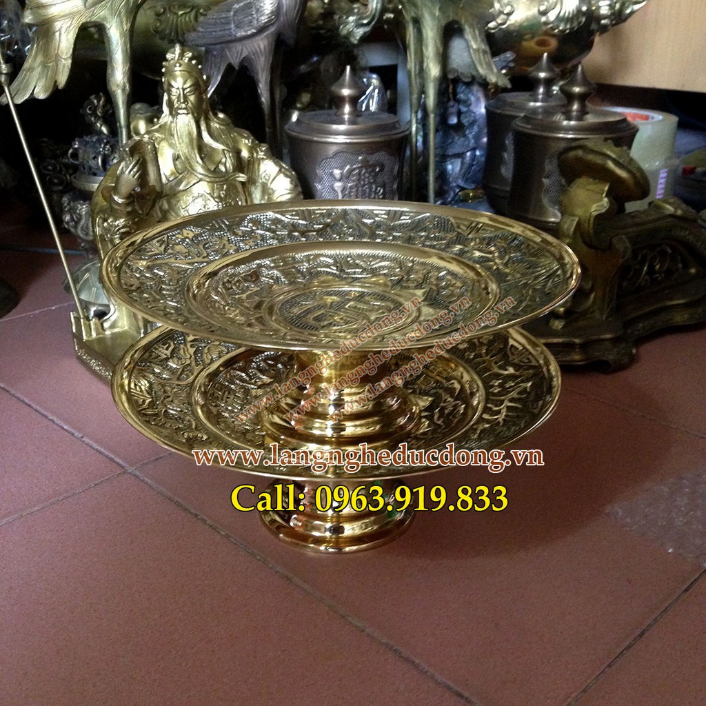 Mâm bồng, ĐK 25cm, mâm ngũ quả, mâm bồng hoa cúc, mâm bày bàn thờ, mâm đồng