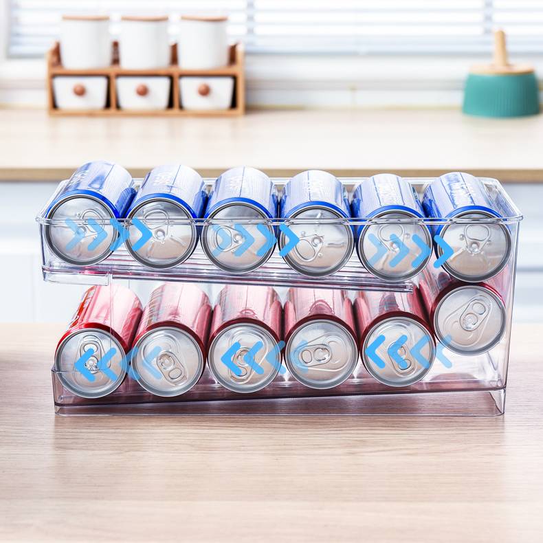 Khay dạng trượt đựng lon nước ngọt bia tự động tiện lợi cho tủ lạnh