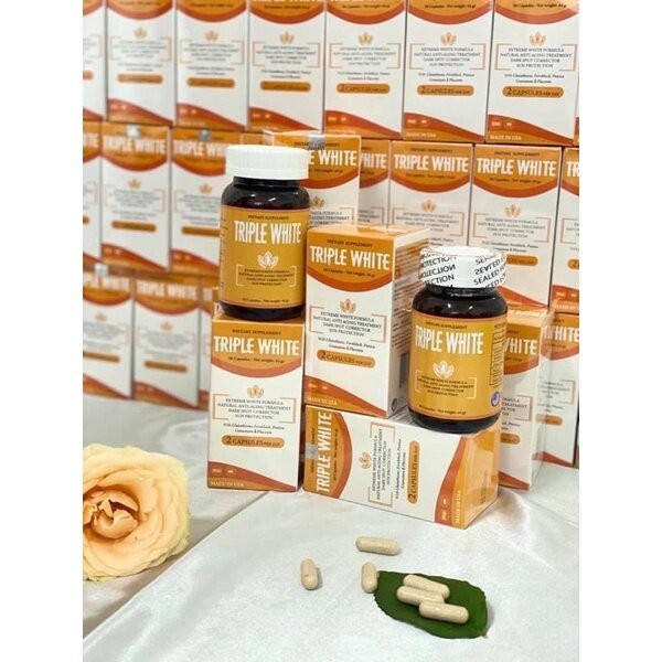 [CHÍNH HÃNG] TRIPLE WHITE Viên Uống Trắng Da, Chống Nắng, Giảm Thâm Nám, Chống Lão Hoá của Mỹ (Hộp 50 Viên) | Thế Giới Skin Care