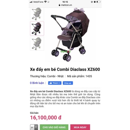 Xe đẩy em bé Combi Diaclass XZ60 Nội địa nhật Thanh lý mới 95%