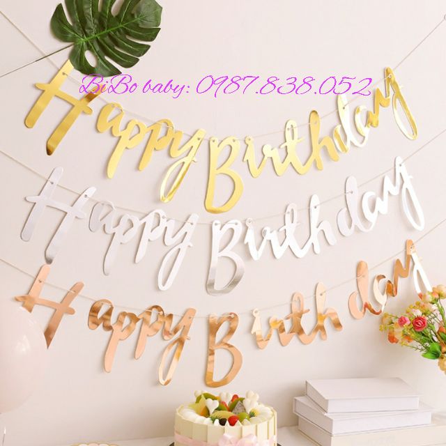 Dây chữ Happy birthday ép kim kiểu chữ rời - BiBo baby