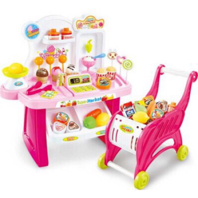 Đồ chơi quầy siêu thị kèm xe đẩy có đèn nhạc TOYS HOUSE chính hãng 668-41