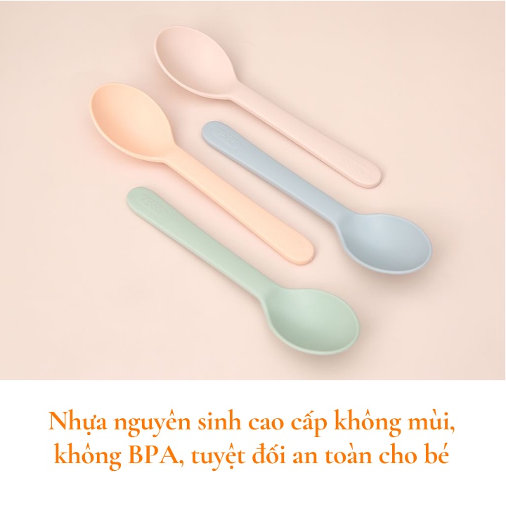 Muỗng thìa ăn dặm cho bé Inochi Amori Nhật Bản, thìa muỗng tập xúc ăn dặm, Ag+ kháng khuẩn, an toàn tuyệt đối Vapu HCM