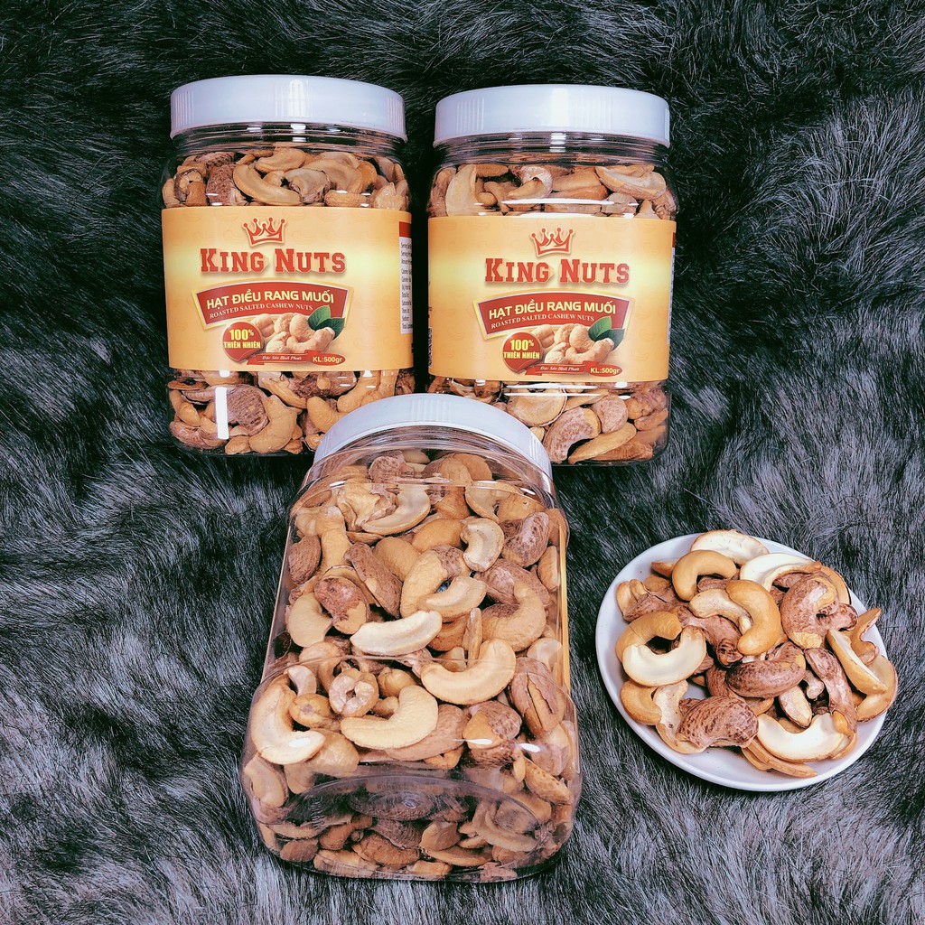 500Gr Hạt điều rang muối Bình Phước Bể Đôi Ba còn vỏ KingNuts