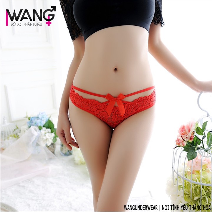 Quần lót nữ ren đính nơ sexy - quần chip lọt khe nữ xì lit ôm mông gợi cảm 9603