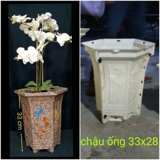Khuôn đúc chậu cảnh lục giác ống rộng 28 cao 33 cm