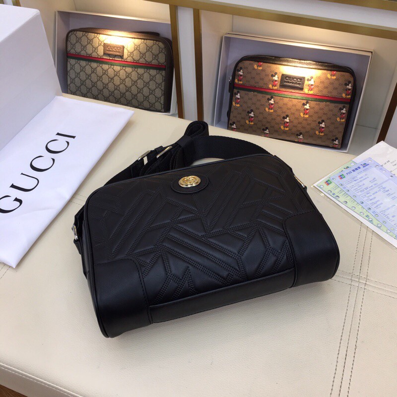 Túi bao tử nam da thật cao cấp dòng mới Gucci GG GC chất liệu da bò nhập khẩu hoạ tiết in logo mẫu mới năm nay