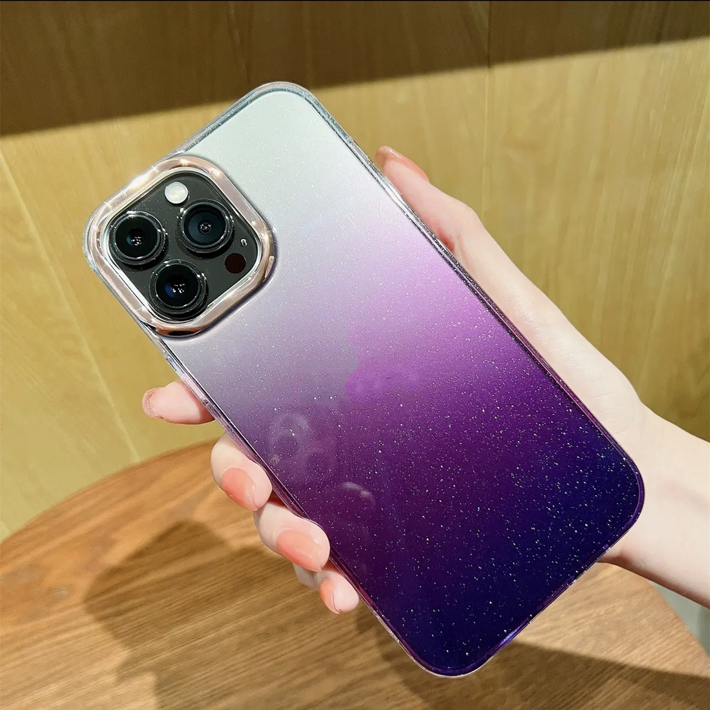 Ốp Điện Thoại TPU Trong Suốt Màu Gradient Lấp Lánh Chống Rơi Cho Iphone14 Pro 13 12 11 Pro Max
