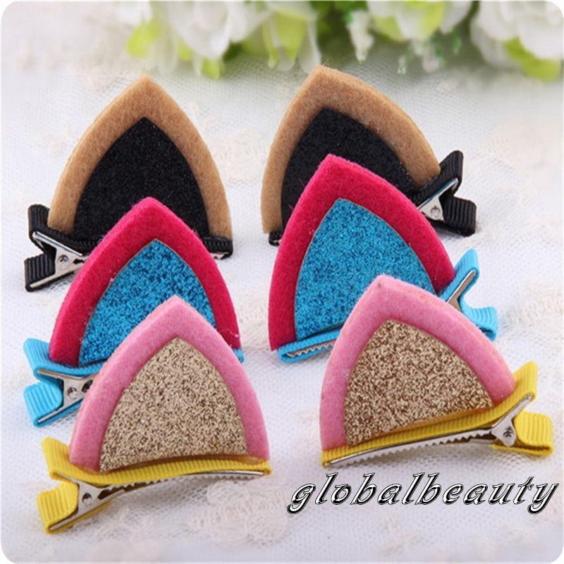 Kẹp tóc tai mèo đính kim sa siêu dễ thương cho bé gái