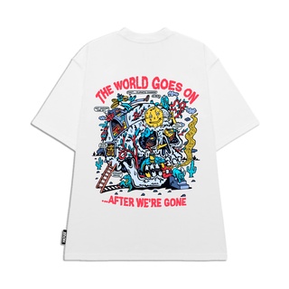 Áo Thun đen trắng tay lỡ NIGUST The World Goes On N205 vải cotton cao cấp 4C Fullbox