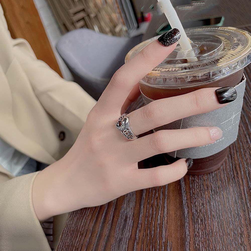 Nhẫn Hở Hình Cá / Hoa Sen May Mắn Đơn Giản Hợp Thời Trang Cho Nam Và Nữ