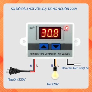 Bộ điều khiển nhiệt độ led w3001 ac 110-220v bản biến áp nhiệt kỹ thuật số kèm đầu dò