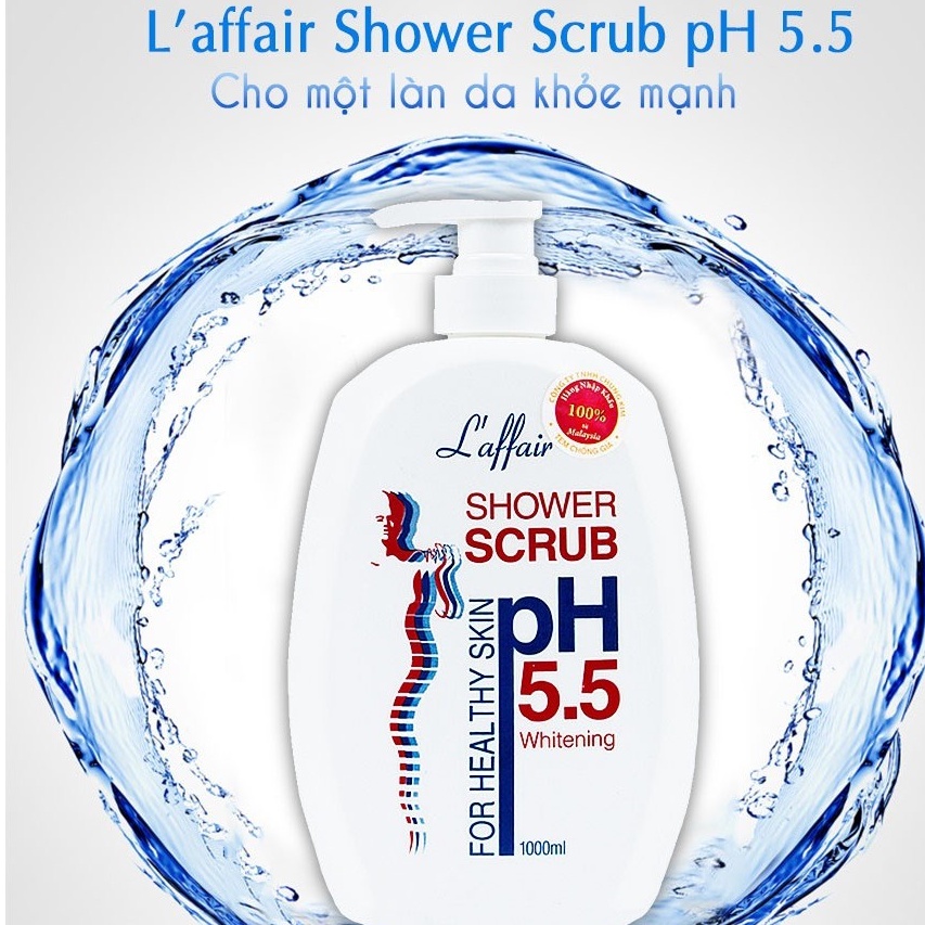 Sữa tắm dưỡng da -Sữa tắm L’affair pH 5.5 hạt cao cấp có tác dụng làm da sáng lên và tẩy sạch các vết nám
