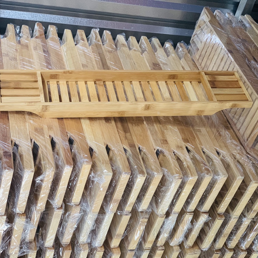 Khay gác bồn tắm sang chảnh, 100% tre tự nhiên, Giá để đồ ăn, rượu vang, điện thoại_ Giá tận xưởng