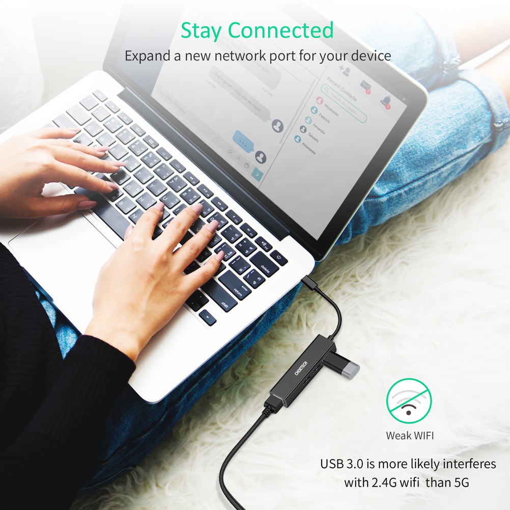 Bộ Chia USB-C CHOETECH Sang 3 Cổng USB 3.0 Và 1 Cổng Rj45 Cho Macbook Pro