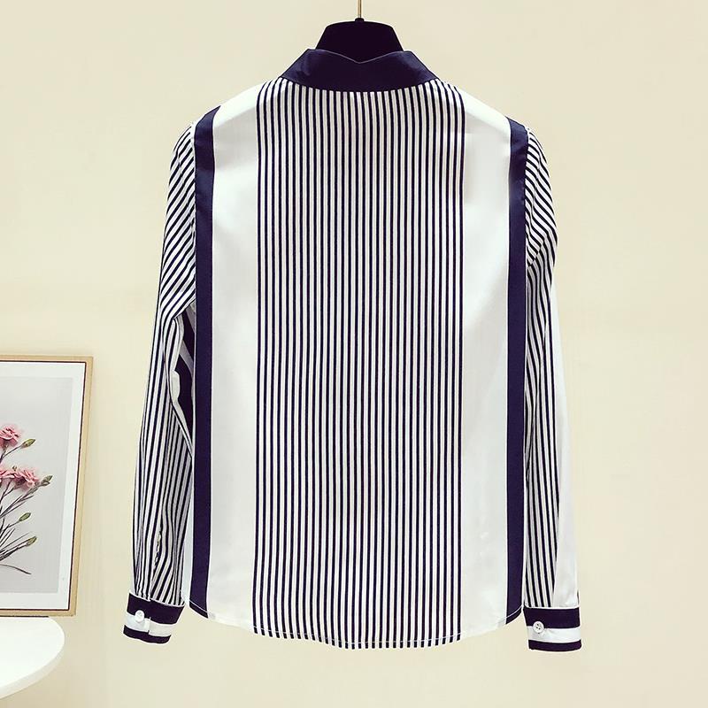 Áo Sơ Mi Chiffon Tay Dài Họa Tiết Kẻ Sọc Phong Cách Hàn Quốc Thời Trang Xuân Thu Cho Nữ