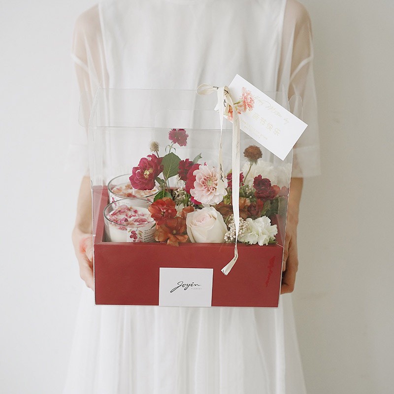 Hộp mica 2 ngăn bánh/hoa