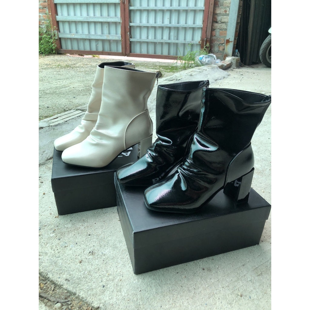 BOOT NHĂN CAO CỔ DA CHẤT DA BÓNG GÓT TRỤ SANG CHẢNH | BigBuy360 - bigbuy360.vn