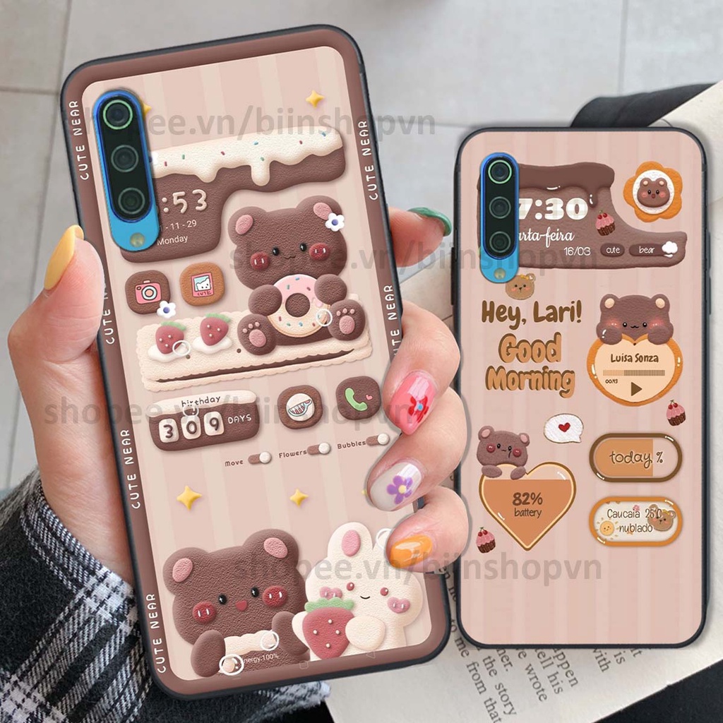 Ốp Xiaomi Mi 9 SE in 3D icon gấu nổi siêu xinh, siêu đáng yêu, cá tính phong cách