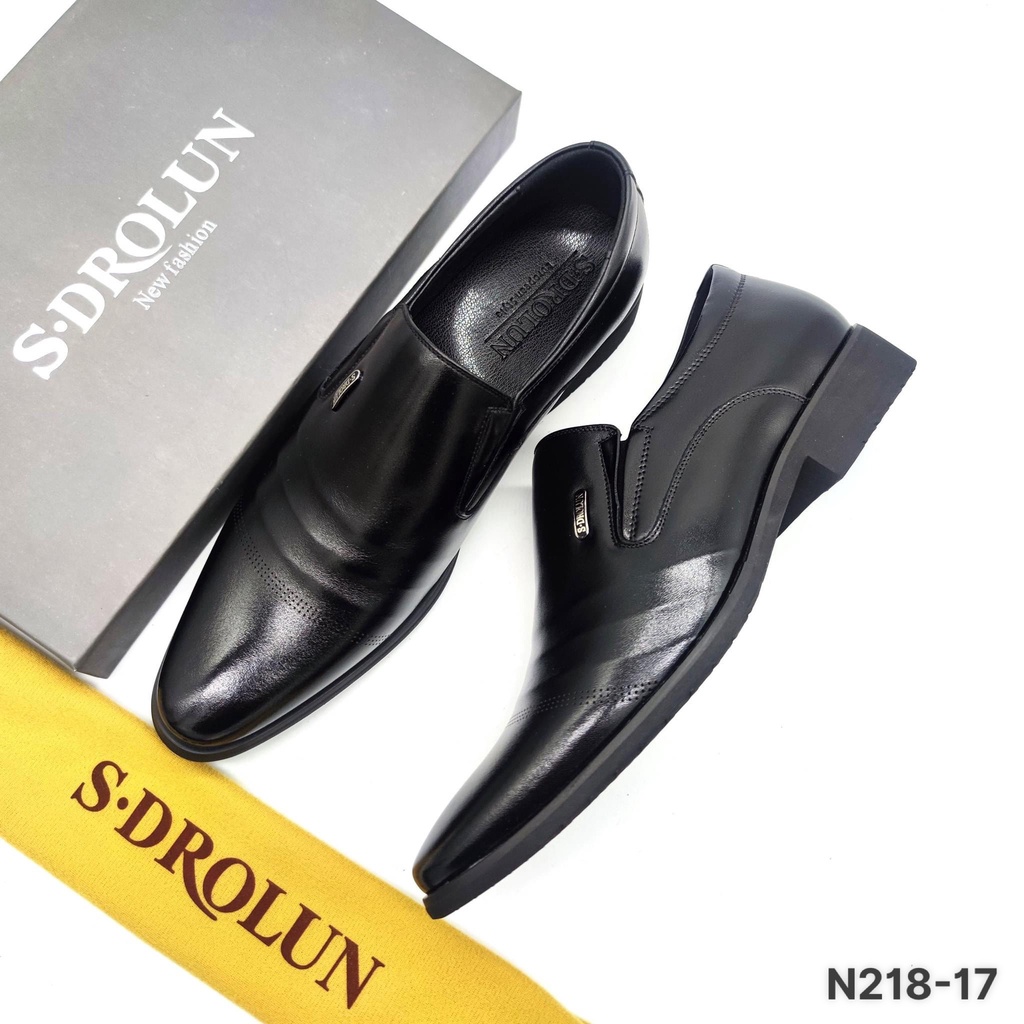 Giày tây SDROLUN ❤️FREESHIP❤️ Giày công sở nam Quảng Châu cao cấp dáng lười mũi nhọn chất liệu da nhẵn N218-17