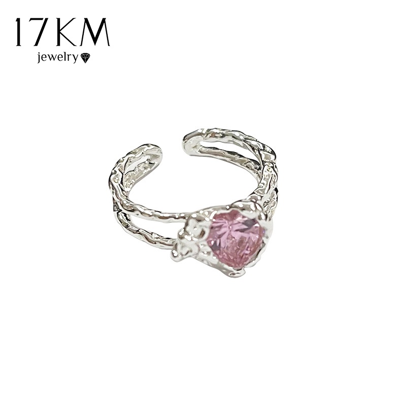 Nhẫn 17KM mạ bạc đính đá hồng ngọt ngào cho nữ