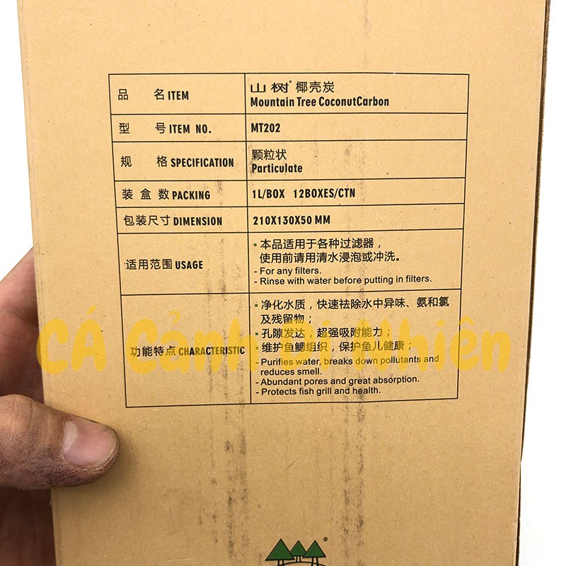 Than hoạt tính Mountain Tree CoconutCarbon khử độc hồ cá túi 250 ML