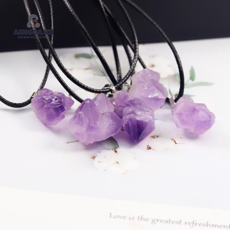 ✨✨Mặt Vòng cổ Bằng Đá Thạch Anh Tím Tự Nhiên DIY Dành Cho Nam Nữ