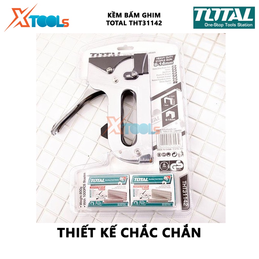 Kềm bấm ghim TOTAL THT31142 Kìm bấm ghim 6 - 14mm thép cao cấp, chống oxi hóa bấm nhẹ, kim ghim nhạy, chắc chắn [XTOO