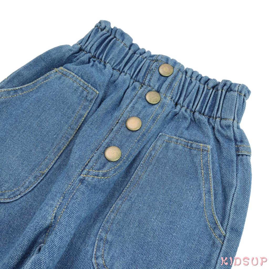 Quần jeans dài lưng cao dáng rộng phối túi thời trang xuân thu cho nữ