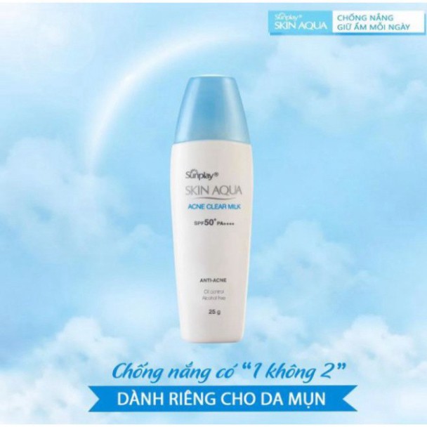 Sữa Chống Nắng Dưỡng Da Ngừa Mụn Sunplay Skin Aqua Acne Clear Milk SPF50+/PA++++ 25g C584