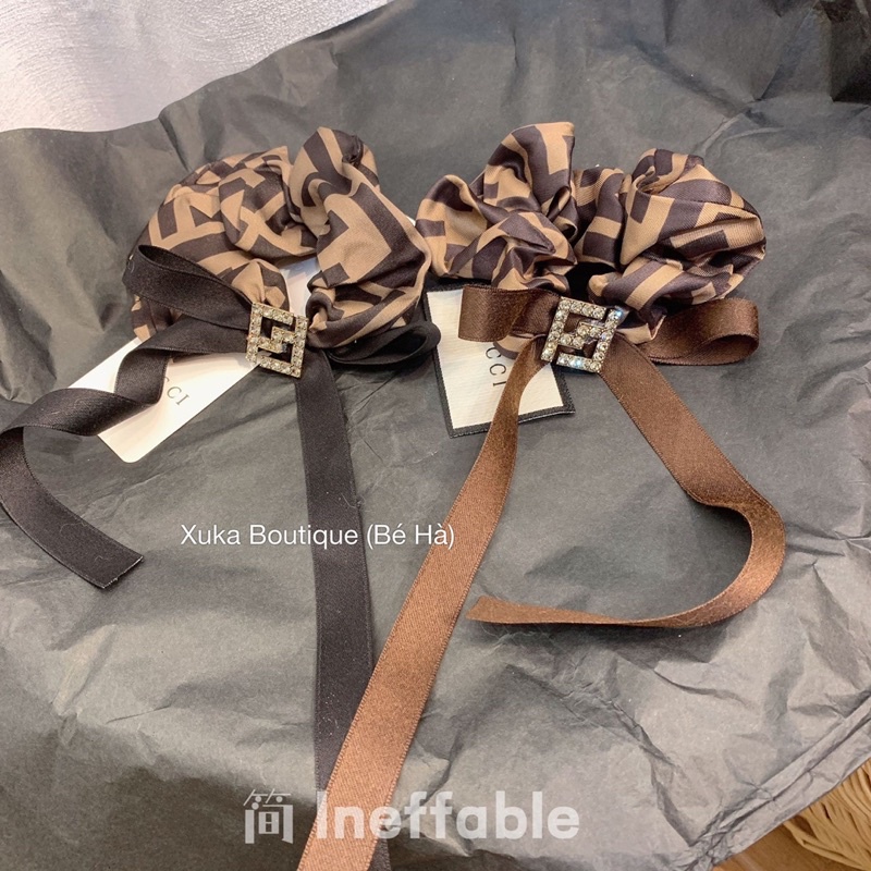 Dây Buộc Tóc Nữ Gắn Đá Chữ FF Thương Hiệu Cao Cấp