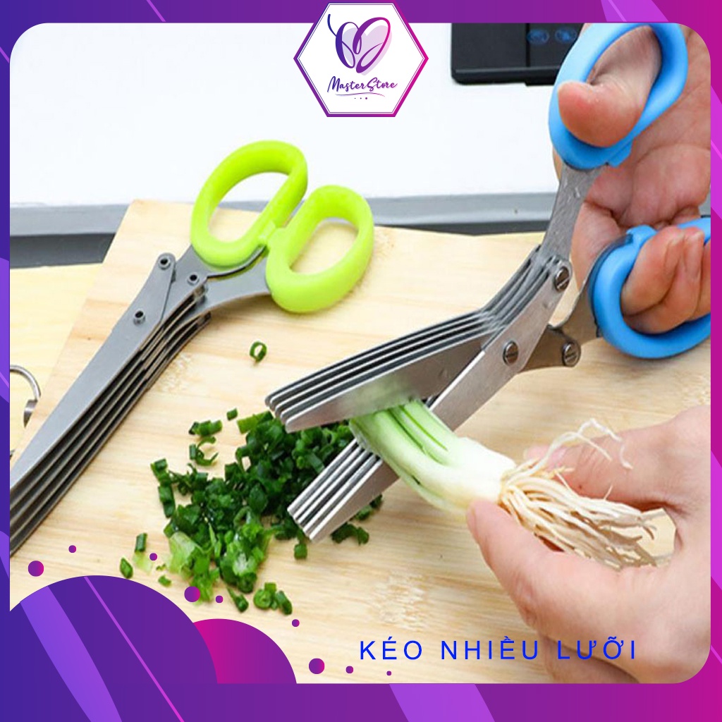 Kéo nhiều lưỡi cắt hành lá, kéo 5 lưỡi cắt đồ ăn nhà bếp, cắt giấy văn phòng Master Store