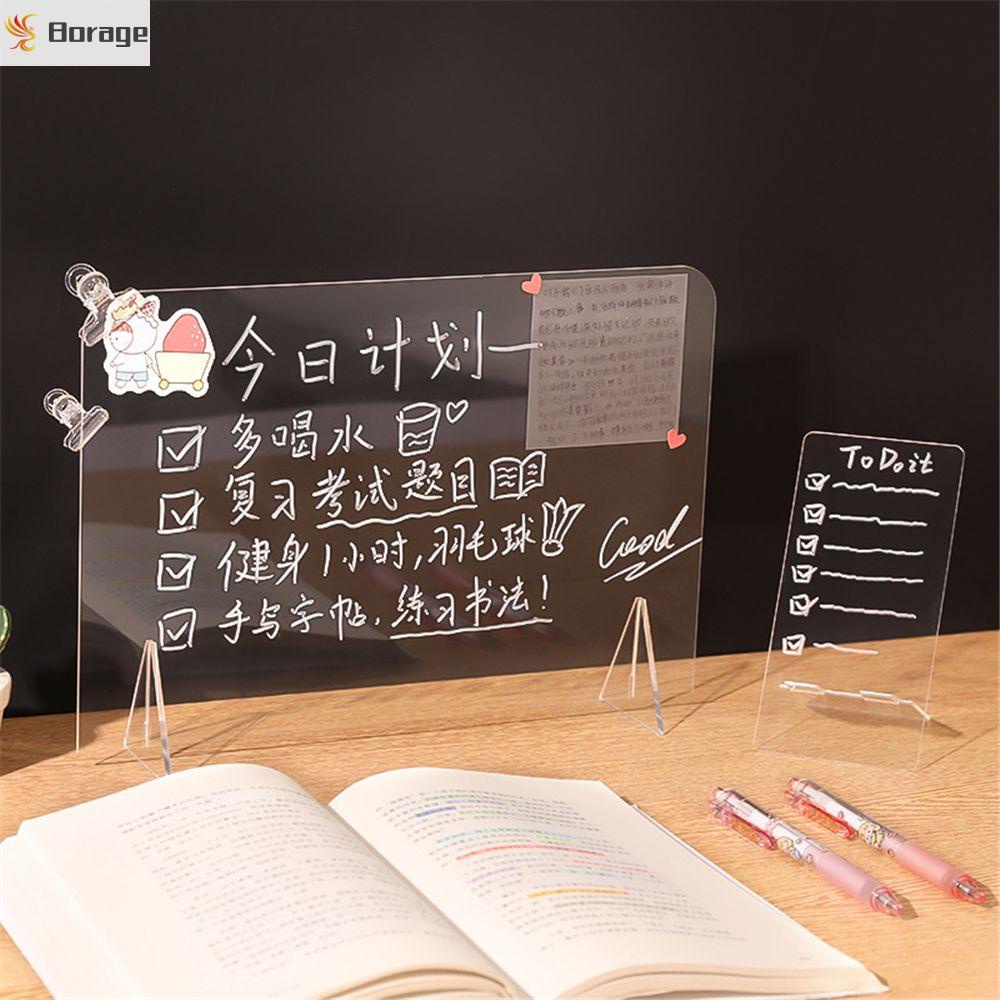 BORAGE Trang trí Viết Bút bảng trắng xóa được Acrylic Bảng tin nhắn Tin nhắn Boar Desktop Clear Note