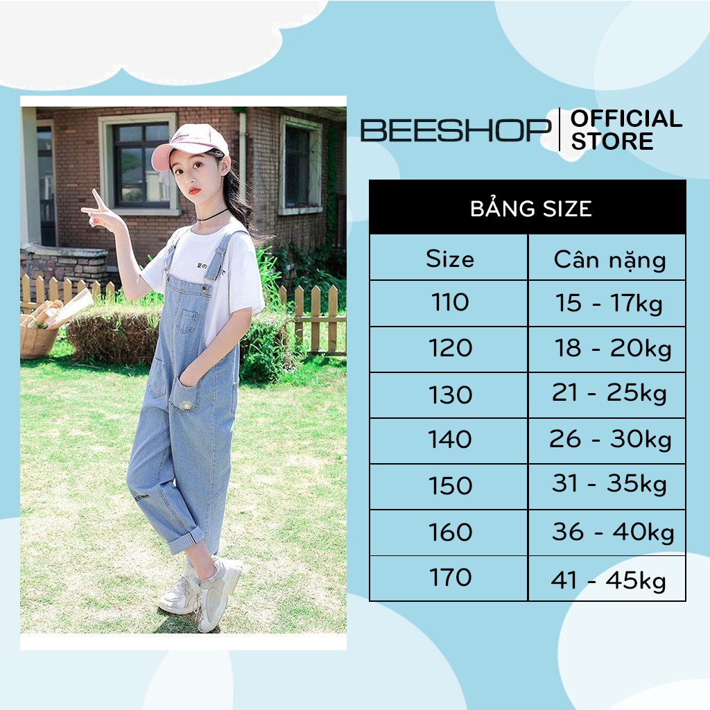 Yếm bò cho bé gái Đầm Jean cao cấp bigsize Beeshop D20221