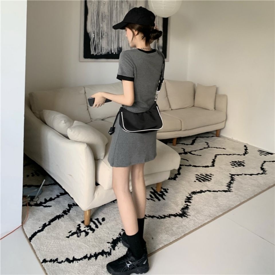 COZOK Đầm Ngắn Tay Dáng Ôm Thiết Kế Đơn Giản Thời Trang Hàn Quốc