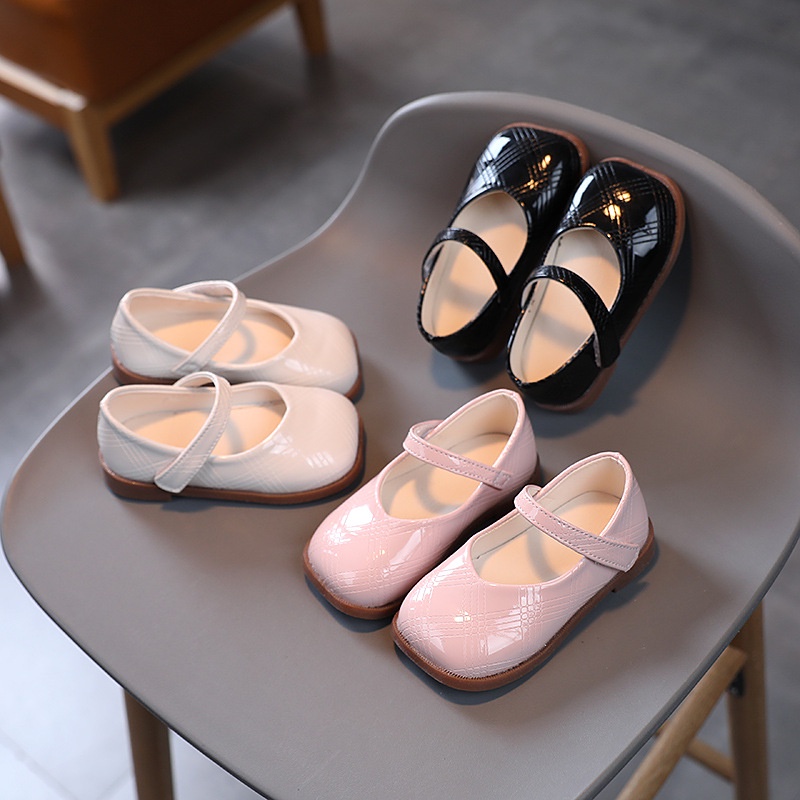 Giày Da Đế Mềm Màu Trơn Phong Cách Công Chúa Hàn Quốc Thời Trang Xuân Thu Cho Bé Gái