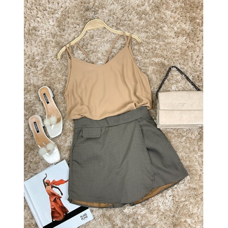 ⚡️Hàng QC⚡️ Áo hai dây phối 2 lớp trơn thời trang trẻ công sở, đi chơi, đi tiệc trắng đen đỏ xanh nâu da
