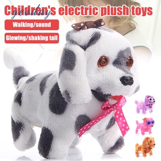 COD Electric Cute Plush Dog Light LED Eyes Walking Barking Puppy Kids Toy Gift Plush Toy YD